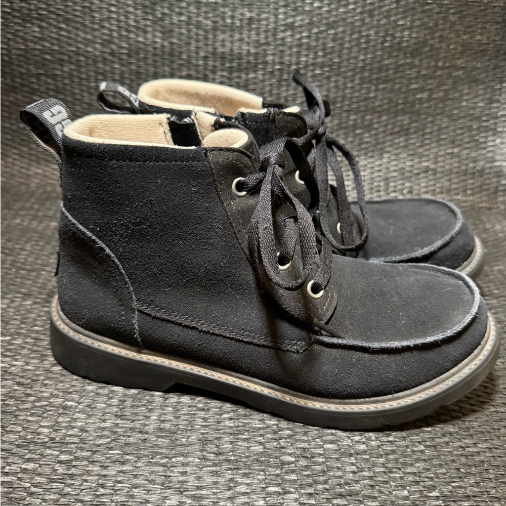 UGG Kids Black Suede Lace-Up Boots